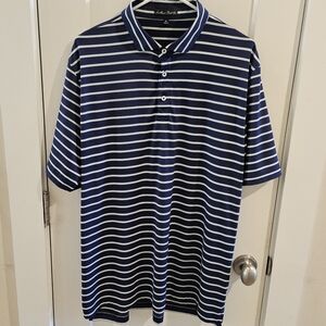 Southern Point Co. Performance Golf Polo Shirt Perrywinkle Blue Stripe - Size XL